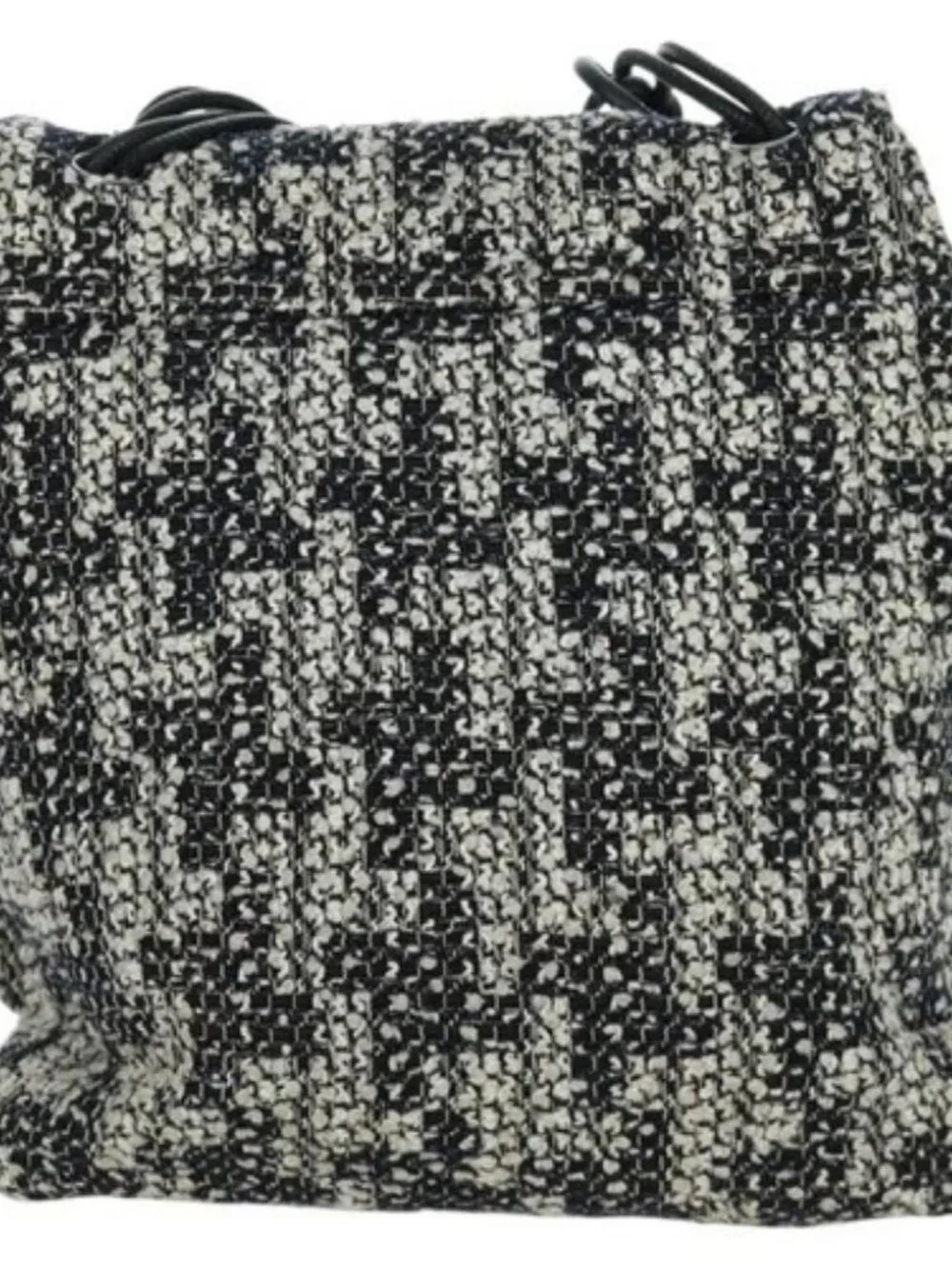 CHANEL Chain Shoulder Bag tweed White Black CC Auth bs33641V